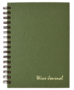green leatherette spiral bound wine journal