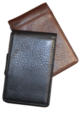 black and tan leather foldover pocket wine jotters