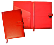 red leather wine diary inside view